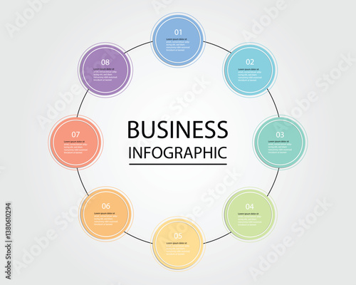 Business Infographic modern design template for banners and infographics for 8 circle step 