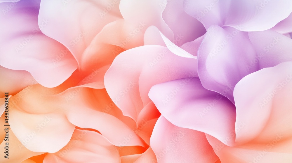 Abstract pastel floral pattern with soft pink, orange, and purple petals. Abstract pastel floral pattern with soft pink, orange, and purple petals.