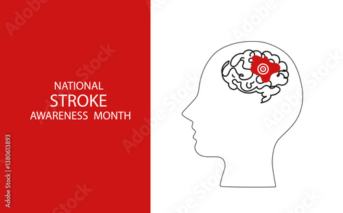National stroke awareness month banner. line art vector illustration for poster, flyer.National Stroke Awareness Month poster design, impacting cerebrovascular health illustration,