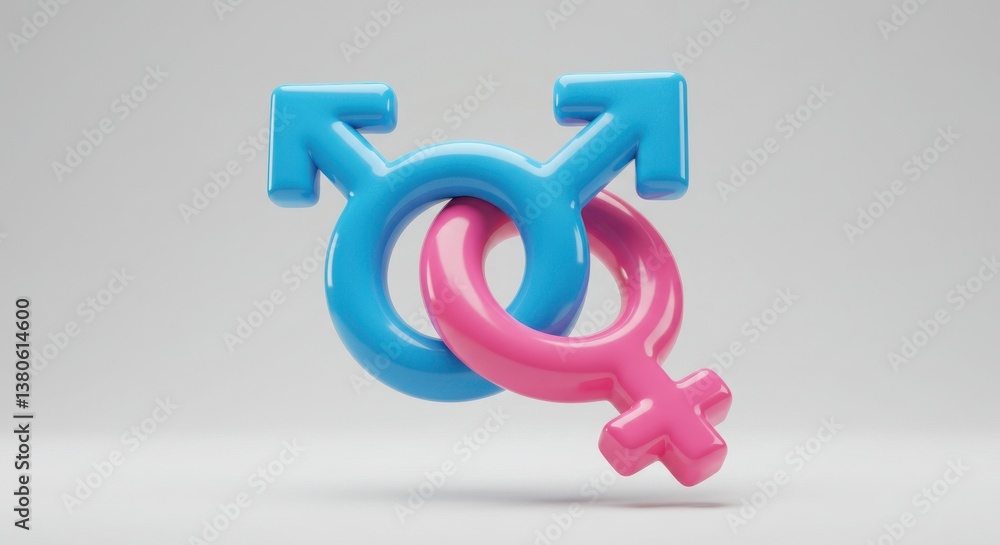 Intertwined Gender Symbols In Blue And Pink For Unity And Equality Concept Intertwined Gender Symbols In Blue And Pink For Unity And Equality Concept