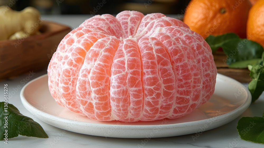 Pink Grapefruit on White Plate Pink Grapefruit on White Plate
