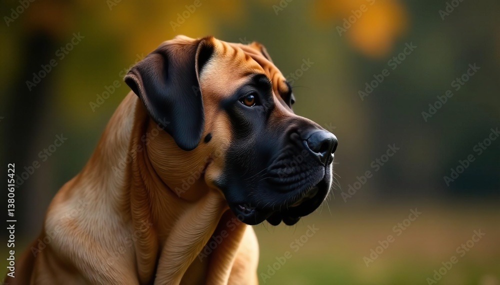 Fototapeta premium Large mastiff, serious expression, pure breed profile, dog portrait, eyes, pet