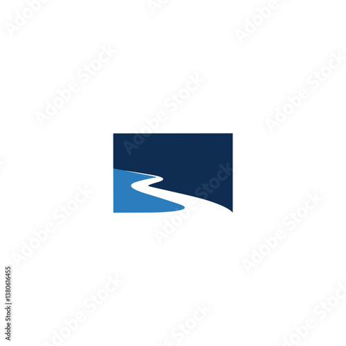 river landscape minimalis logo, blue color