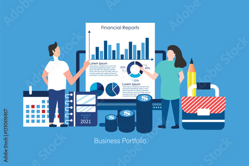 Business portfolio. Investing Plans concept