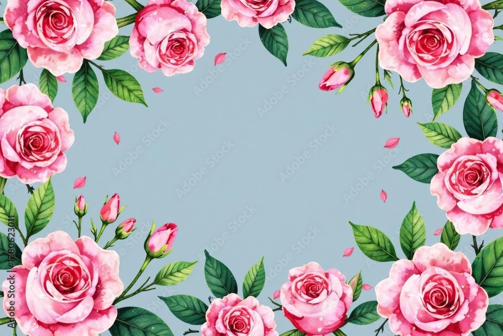 Delicate watercolor roses & leaves, repeating pattern, surface, soft, wallpaper Delicate watercolor roses & leaves, repeating pattern, surface, soft, wallpaper