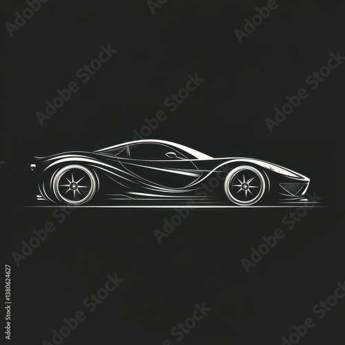 Stylized outline of a sleek sports car showcasing innovative design during dusk