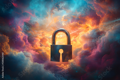 Unlocking Potential: A Symbolic Voyage Through Barriers and Opportunities in a Surreal Sky