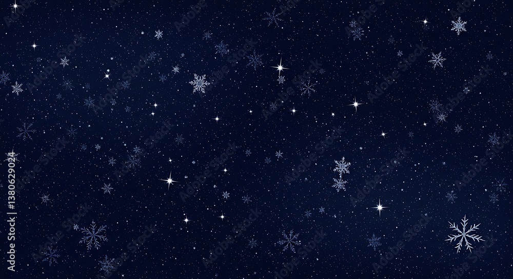 Fototapeta premium Midnight Snowfall AI Generated