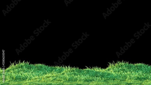 Looped animation of grass gently swaying in the wind on a transparent background, evoking peaceful, natural movement for outdoor scenes.