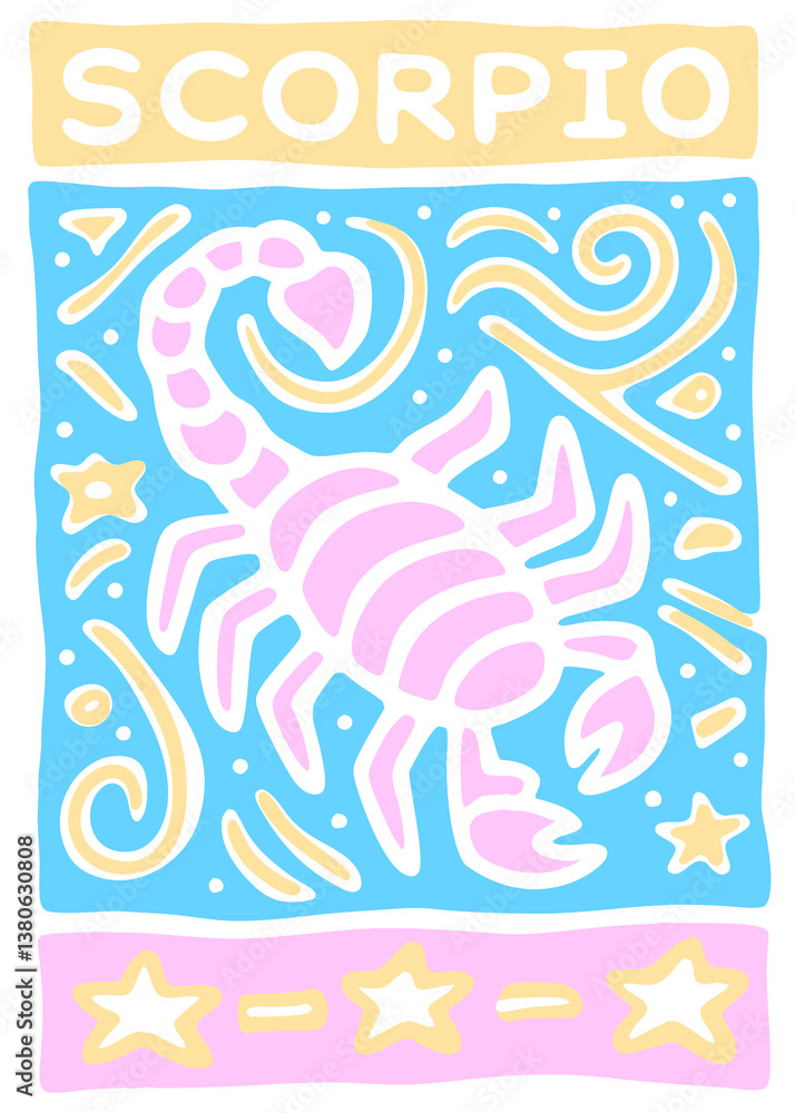 Obraz premium Cute minimalist Scorpio zodiac poster graphic design