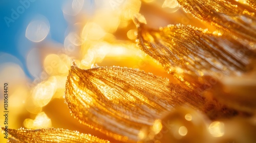sunflower closeup on blue background