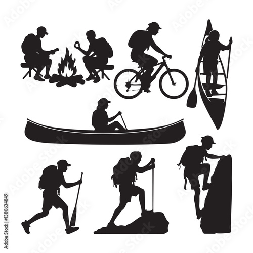 silhouettes of skiers