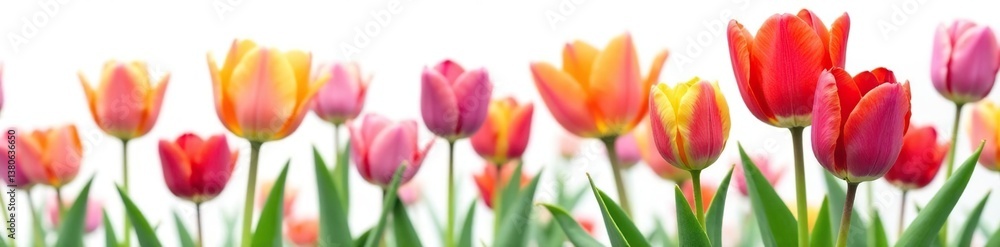 Fototapeta premium Colorful tulip with intricate details on white, flower, nature
