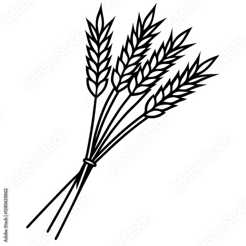 Wheat stalks bundle silhouette illustration