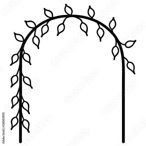 Vine covered trellis line art illustration