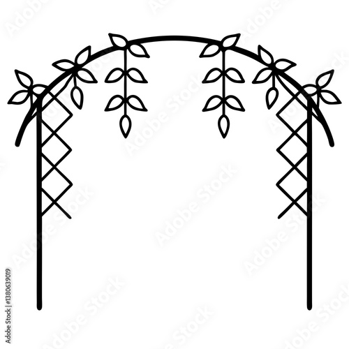 Vine covered trellis line art illustration