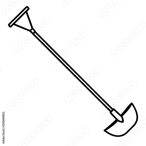 Garden hoe resting on the ground