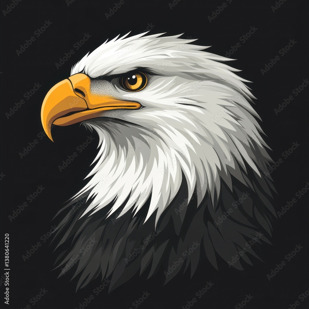 Eagle portrait with detailed feathers showcasing strength and wilderness beauty against a black background Eagle portrait with detailed feathers showcasing strength and wilderness beauty against a black background