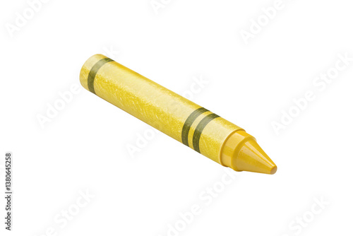 A realistic yellow crayon with a glossy finish, isolated on a transparent background