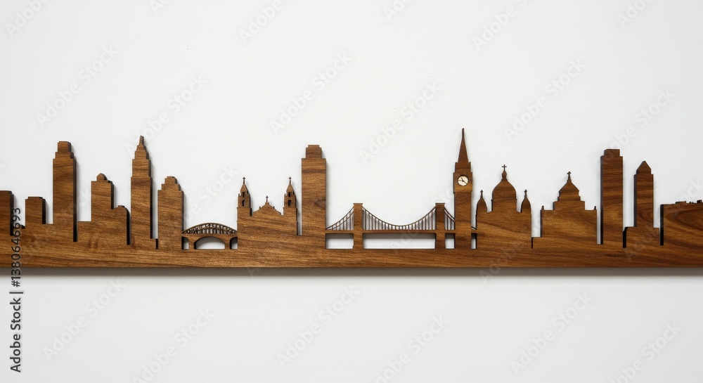 Obraz premium Skyline Silhouette Wall Art: Iconic Cityscape - Modern minimalist home decor, symbolizing travel, adventure, urban life, architecture, and global exploration