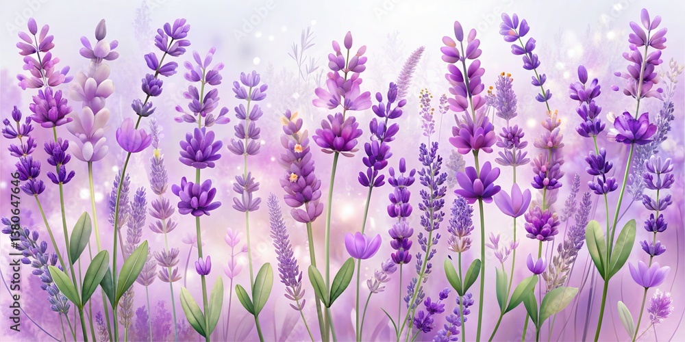 Obraz premium Lavender Transparent Background, Floral Design, AI Art