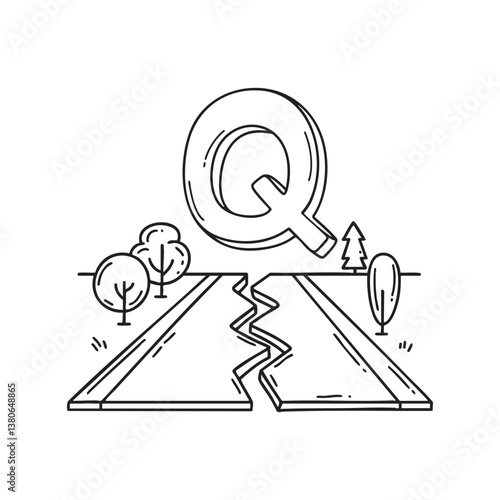 An Illustration of letter Q stand for Quake