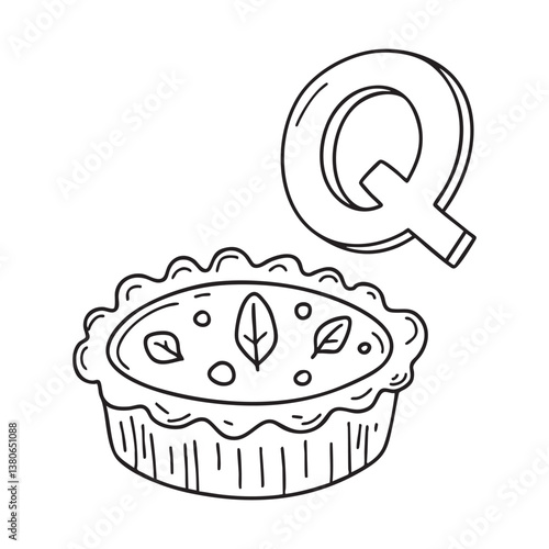 An Illustration of letter Q stand for Quiche