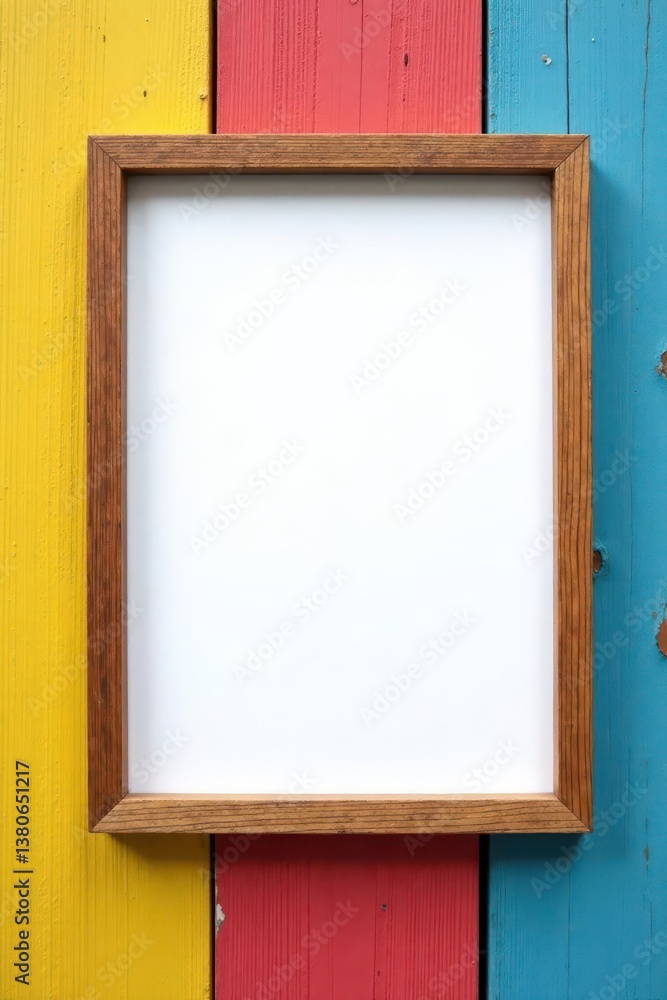 Blank instant photo frames against painted wood backdrop, wood grain, summer Blank instant photo frames against painted wood backdrop, wood grain, summer