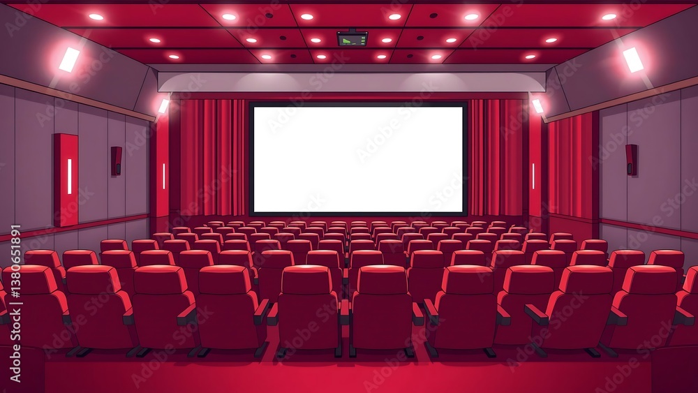 Obraz premium Empty Cinema Hall with Red Seats