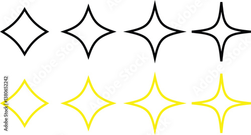 Star Icon Set Vector Different forms of sparkle stars, constellations, galaxies