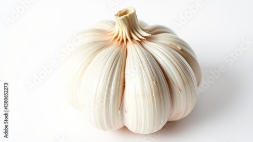 Close-up Garlic Bulb on White Background - Clipping Path Included