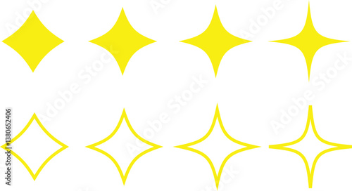 Star Icon Set Vector Different forms of sparkle stars, constellations, galaxies