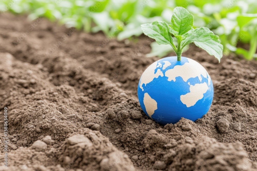 small globe with plant sprouting on top, symbolizing environmental growth and sustainability small globe with plant sprouting on top, symbolizing environmental growth and sustainability