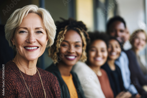 Smiling Faces and Team Spirit: Diverse Group of Women Embrace Generational Connection and Female Empowerment in a Joyful Community Setting