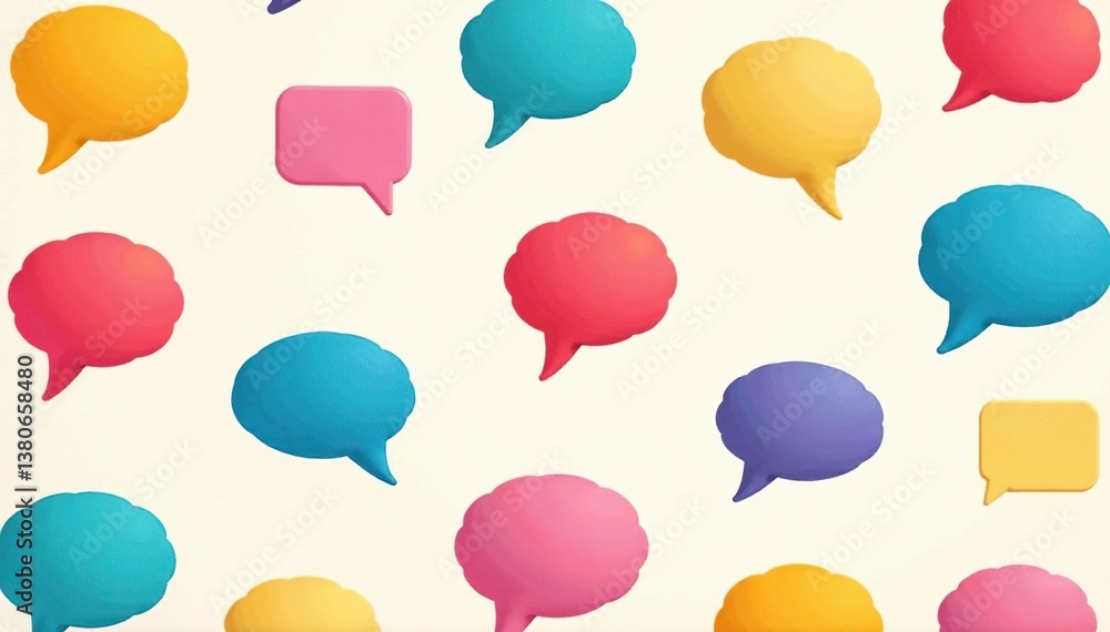 Seamless repeating pattern of colorful speech bubbles on a white background, texture, seamless Seamless repeating pattern of colorful speech bubbles on a white background, texture, seamless