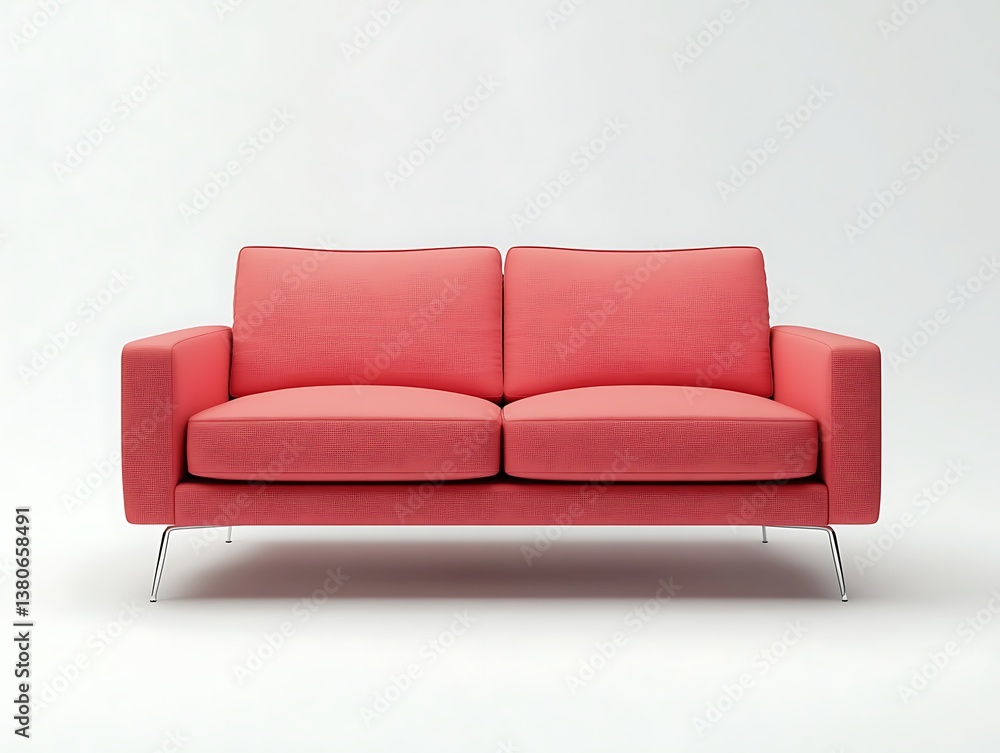 Modern Coral Sofa: A minimalist studio shot features a stylish coral sofa, with its clean lines and inviting texture. Modern Coral Sofa: A minimalist studio shot features a stylish coral sofa, with its clean lines and inviting texture.