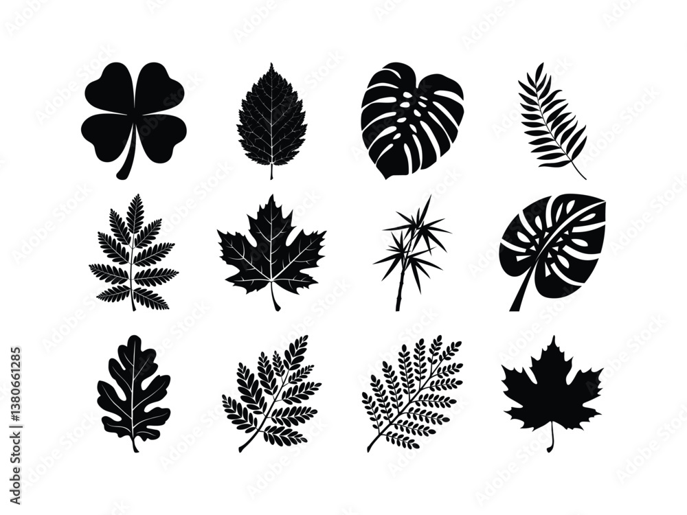 Leaf Silhouette Vector Set: Botanical Design Elements