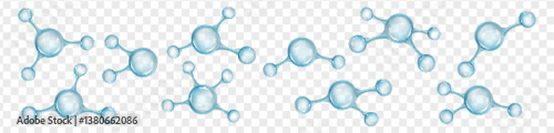 Glass blue molecules model. Concept of pharmaceutical, medical, biochemical, beauty. Vector illustration. Eps 10