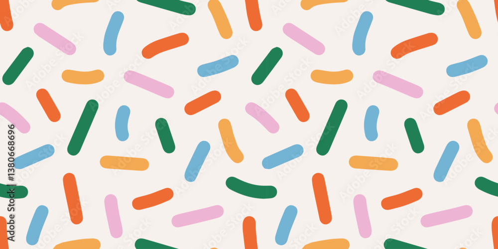 Fun abstract background with colorful seamless pattern confetti or sugar sprinkles. Multi colored festive backdrop. Pop art style textures. Vector design for banners presentations, flyers, posters Fun abstract background with colorful seamless pattern confetti or sugar sprinkles. Multi colored festive backdrop. Pop art style textures. Vector design for banners presentations, flyers, posters