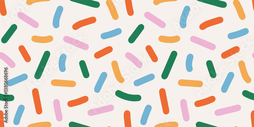 Fun abstract background with colorful seamless pattern confetti or sugar sprinkles. Multi colored festive backdrop. Pop art style textures. Vector design for banners presentations, flyers, posters