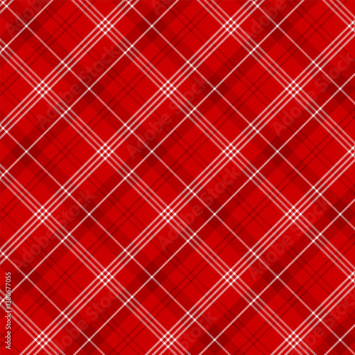 Plaid pattern with twill weave in red.Colorful tartan check seamless pattern.Vector illustration background for fabric and prints.