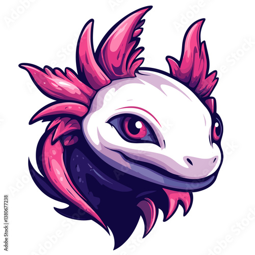 Unique esports vector logo featuring side view of an axolotl with vibrant colors
