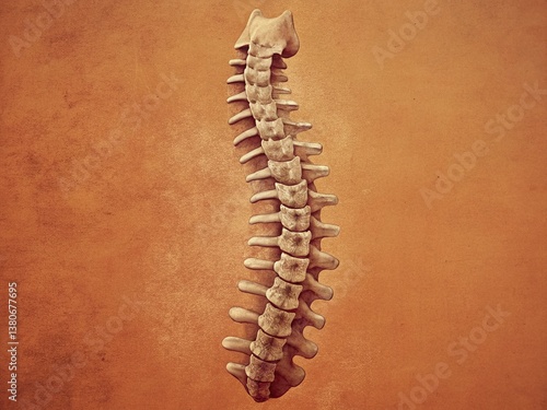 Vintage Style Scoliosis Illustration: Spine Curvature Medical Diagram