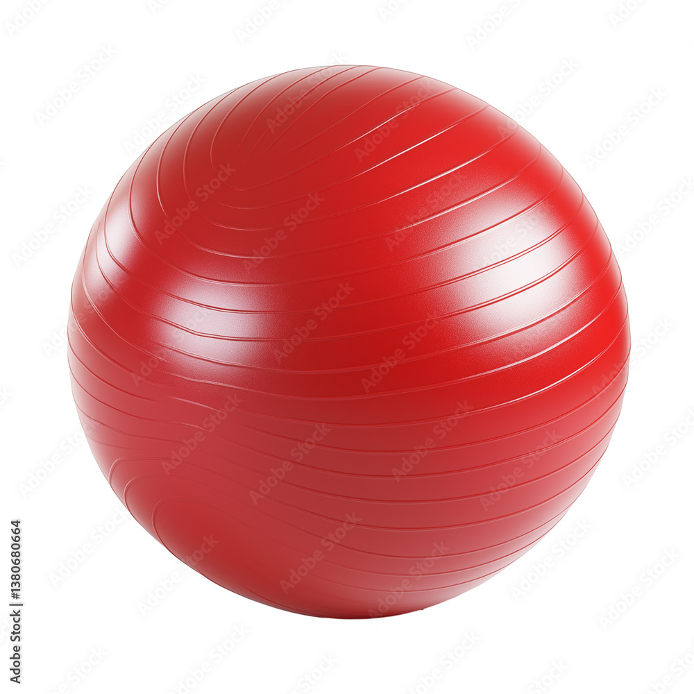vibrant red fitness ball isolated on transparent white background vibrant red fitness ball isolated on transparent white background
