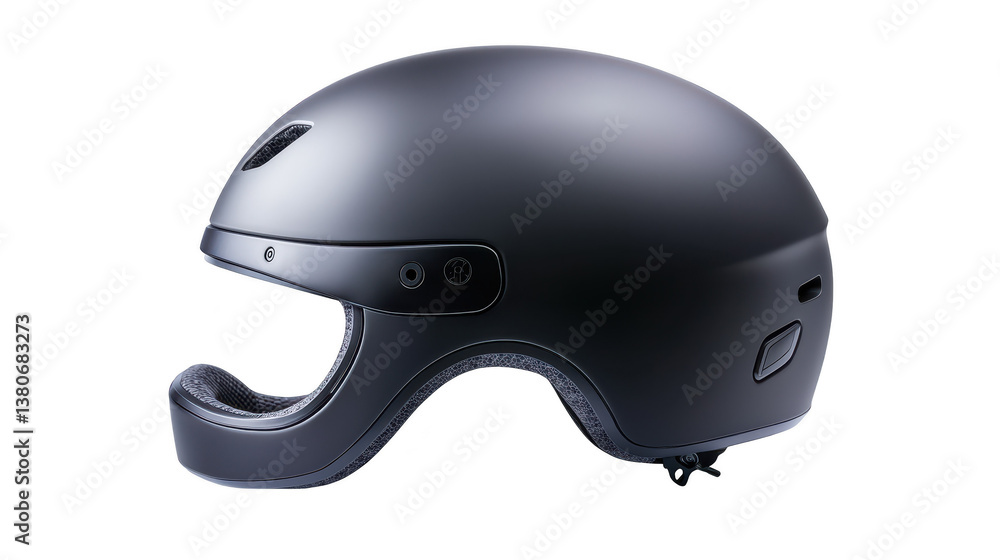 Sleek black motorcycle helmet, superior protection and stylish design for safe riding adventures Sleek black motorcycle helmet, superior protection and stylish design for safe riding adventures
