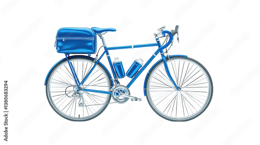 Fototapeta premium Classic blue bicycle with wicker basket, perfect for scenic rides and everyday adventures