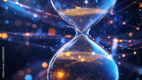 Digital Hourglass, Time Passing, Abstract Background