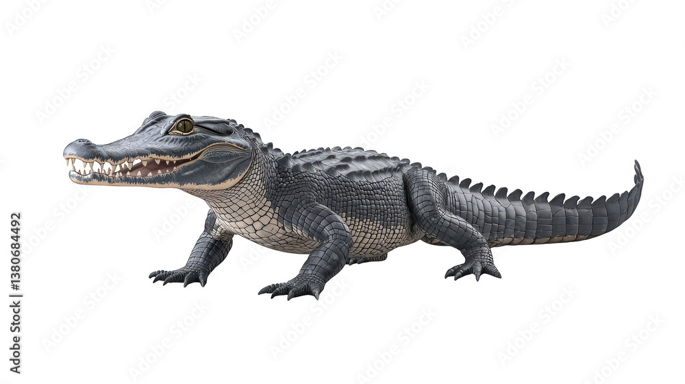 Closeup of a toy alligator with open mouth, detailed texture and green color for playful learning Closeup of a toy alligator with open mouth, detailed texture and green color for playful learning