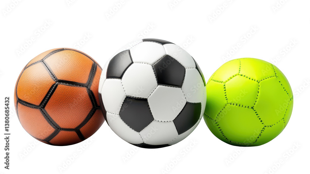 Dynamic action, three soccer balls isolated on a striking black background for sports photography and design Dynamic action, three soccer balls isolated on a striking black background for sports photography and design