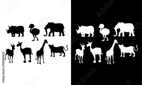 Canvas Print animal silhouette set illustration vector, design, set, desert, animal, vector,